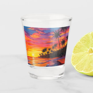 Verre A Shot Verre à shot Coucher de soleil tropical