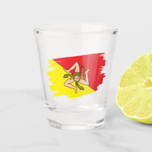 Verre A Shot Verre à shot de Sicile, Drapeau sicilien patriotiq