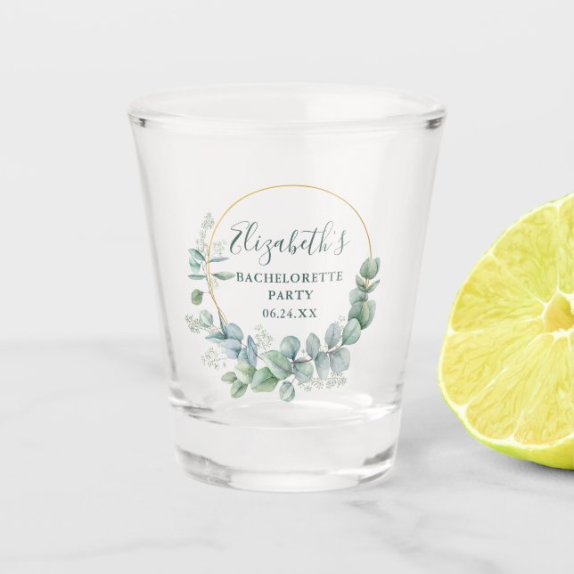 Verre A Shot Vert de partie de Bachelorette d'eucalyptus (Devant)