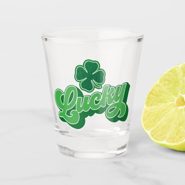 Verre A Shot Verte Quatre Feuilles Clover Lucky Shot Verre (Devant)