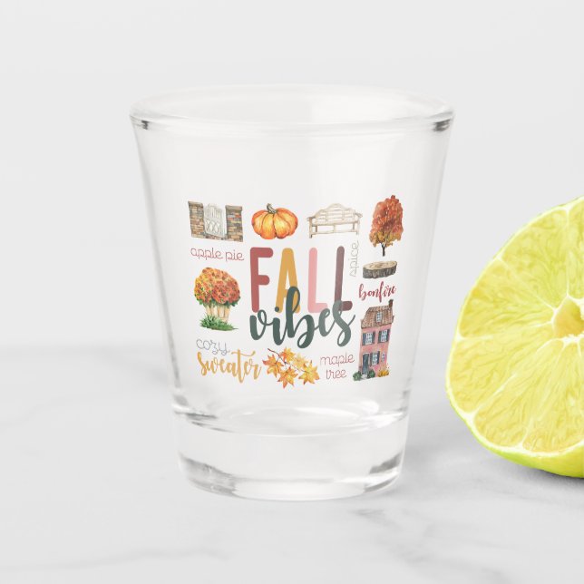 Verre A Shot Vibes d'automne Préférés d'automne Aquarelle rusti (Devant)