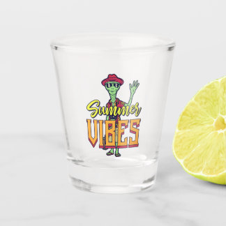 Verre A Shot Vibes d'été drôles d'alien Tropical Amusant