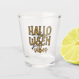 Verre A Shot Vibes d'Halloween - Texte en or étincelant