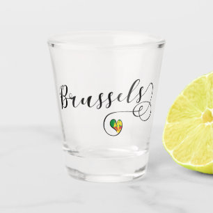 Verre A Shot Ville de Bruxelles Drapeau au coeur