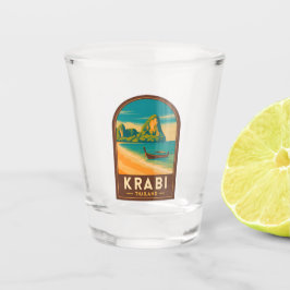 Verre A Shot Vintage Travel Krabi Thailand Railay Beach Retro