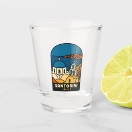 Verre A Shot Vintage Travel Santorini Greece Retro Seaside