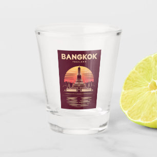 Verre A Shot Vintage voyage Bangkok Thaïlande Retro Graphisme