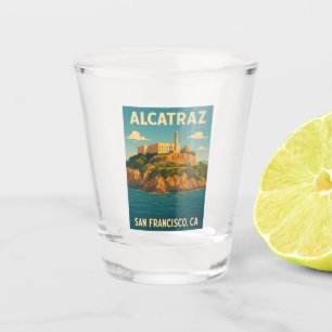 Verre A Shot Vintage voyage rétro Alcatraz Island San Francisco