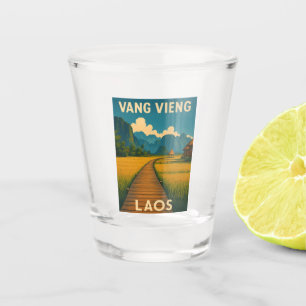 Verre A Shot Vintage voyage rétro Vang Vieng Laos Pittoresque