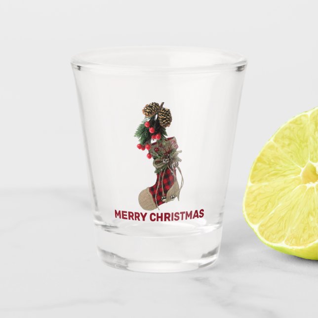 Verre A Shot Vitre de prise de Noël rustique (Devant)
