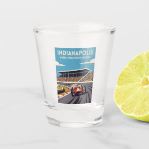 Verre A Shot Voyage Rétro Indianapolis Indiana Course Automobil