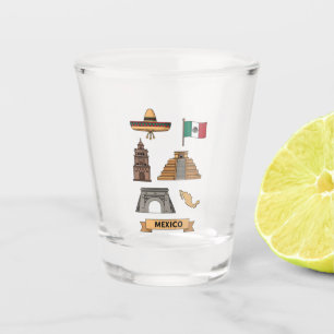 Verre A Shot Voyage Rétro Mexique Symboles Nationaux Iconiques 