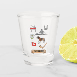 Verre A Shot Voyage Rétro Suisse Symboles Nationaux Iconiques