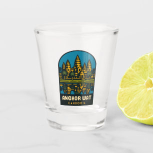 Verre A Shot Voyage rétro vintage Angkor Wat Cambodge