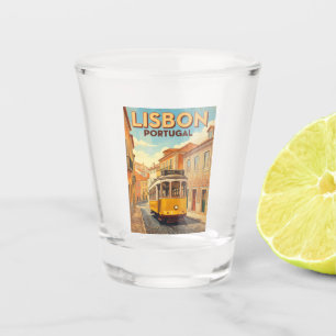 Verre A Shot Voyage Rétro Vintage Lisbonne Portugal Tramway Jau