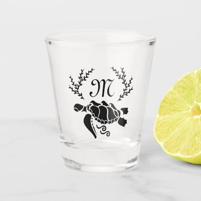 Verre A Shot Vue latérale de la tortue noire (Devant)