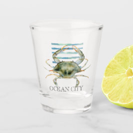 Verre A Shot Watercolor CRAB Beach Côte OCEAN CITY