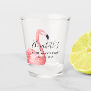 Verre A Shot Watercolor Flamant rose rose Bachelorette Party
