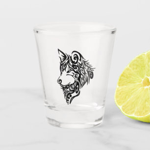 Verre A Shot Wolf tribal noir