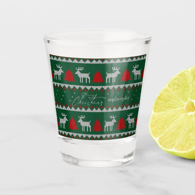 Verre A Shot Wonderland d'hiver, pin de rennes vert (Devant)