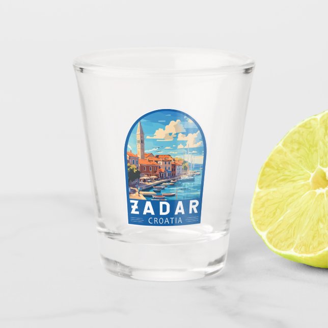 Verre A Shot Zadar Croatie Emblem d'art de voyage (Devant)