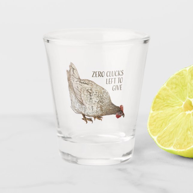 Verre A Shot Zéro nuque Texte gauche avec petit poulet brun (Devant)