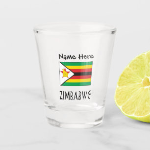 Verre A Shot Zimbabwe et Drapeau du Zimbabwe avec Votre Nom Ver