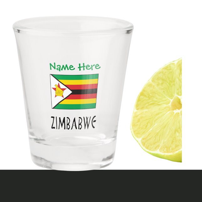 Verre A Shot Zimbabwe Zimbabwe Drapeau Personnalisation verte (Créateur téléchargé)