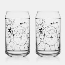 Verre à soda Père Noël et cerf