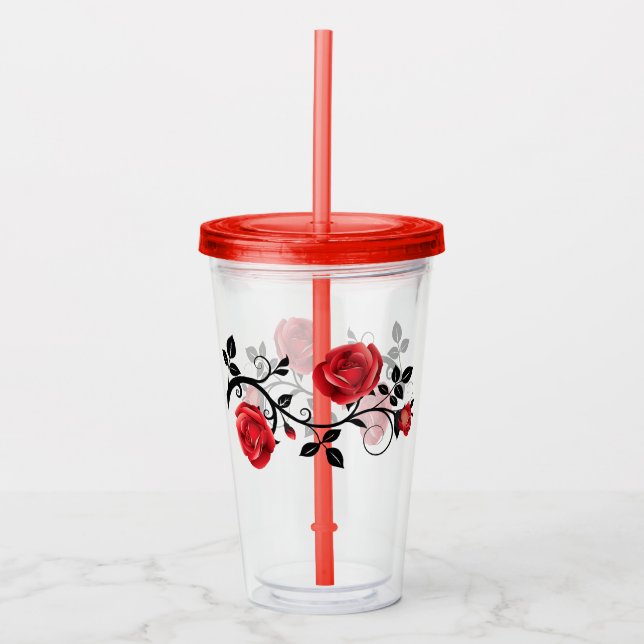 Verre à tambour acrylique aux Roses rouges avec co (Devant)