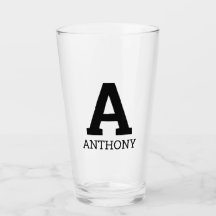 Verre à tumbler avec monogramme de lettre initiale