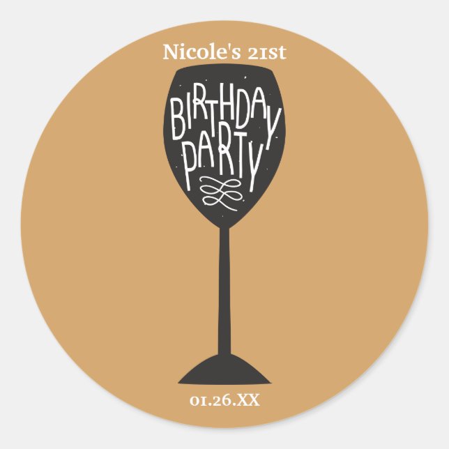 Verre à vin de fête d'anniversaire TOUT Stickers d (Devant)