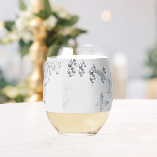 Verre à vin élégant blanc et argent sans pied pour