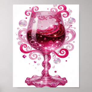Verre à vin rose argent vibrant impression