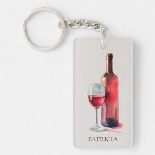 Verre à vin rouge personnalisé à l'aquarelle rusti