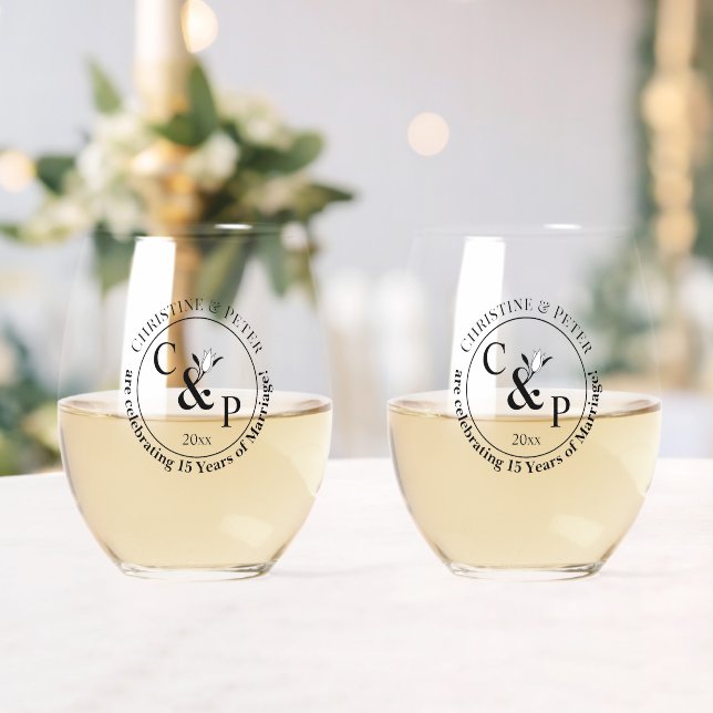 Verre À Vin Sans Pied 15e anniversaire du Mariage de cristal (Insitu (Mariage))
