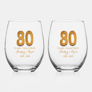 Verre À Vin Sans Pied 30e anniversaire Personnalisé
