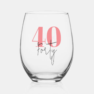 Verre À Vin Sans Pied 40e anniversaire personnalisé