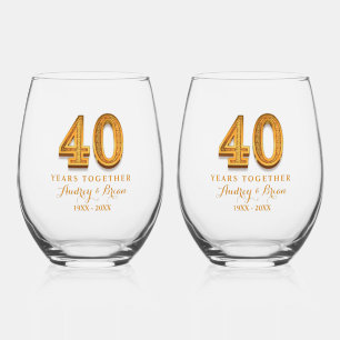 Verre À Vin Sans Pied 40e anniversaire Personnalisé