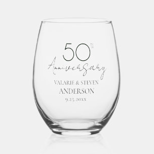 Verre À Vin Sans Pied 50e anniversaire du Mariage Keepsaké
