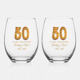 Verre À Vin Sans Pied 50e anniversaire Personnalisé