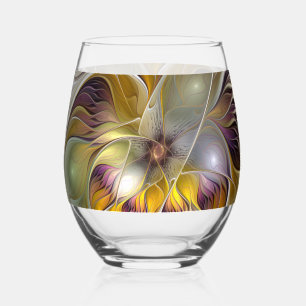 Verre À Vin Sans Pied Abstrait Imaginaire coloré Fleur moderne Fractal