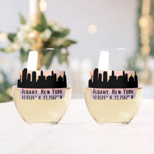 Verre À Vin Sans Pied Albany NY City Skyline Beer