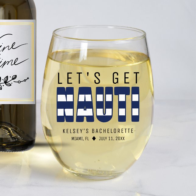 Verre À Vin Sans Pied Allons voir Nauti Bachelorette Party (Créateur téléchargé)