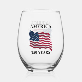 Verre À Vin Sans Pied America 250 Years Flag