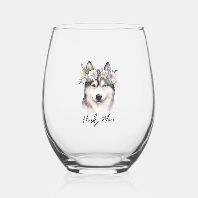 Verre À Vin Sans Pied Amoureux des chiens sibérien Husky (Recto)
