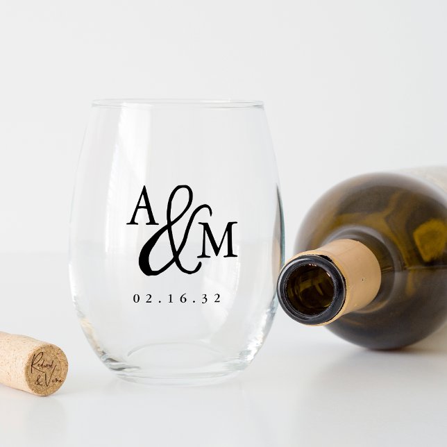 Verre À Vin Sans Pied Ampersand Monogramme mariage Faveur (Créateur téléchargé)