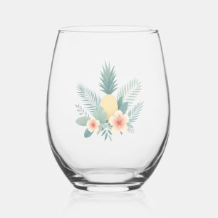 Verre À Vin Sans Pied Ananas floral & Hawaiian