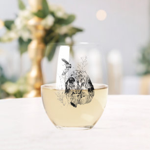Verre À Vin Sans Pied Anglais Setter, Chasse à la bécasse