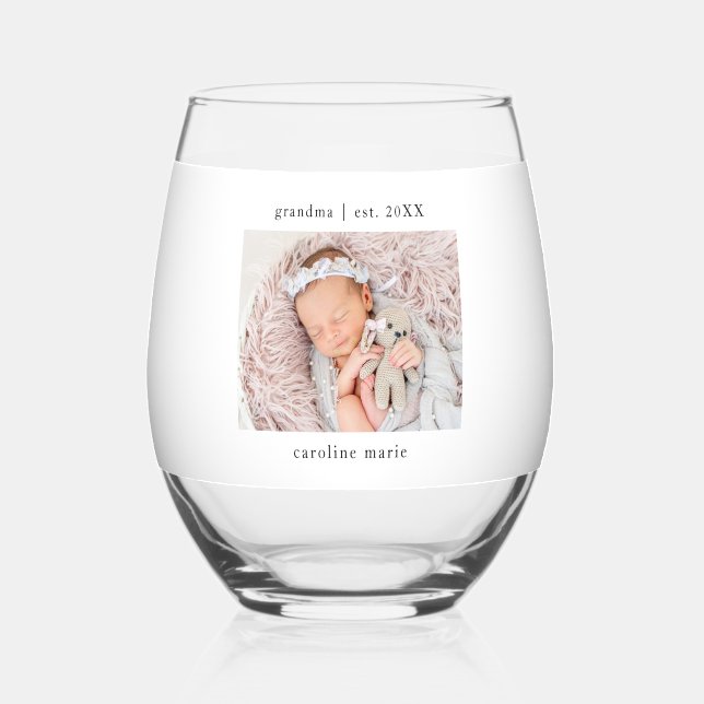 Verre À Vin Sans Pied Année de grand-mère Création de nouvelle photo béb (Recto)